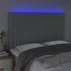 Világosszürke szövet LED-es fejtámla 144x5x118/128 cm