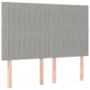 Világosszürke szövet LED-es fejtámla 144x5x118/128 cm