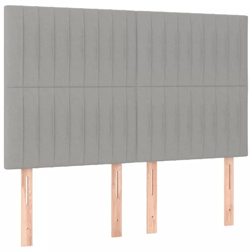 Világosszürke szövet LED-es fejtámla 144x5x118/128 cm