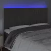 Sötétszürke bársony LED-es fejtámla 200x5x118/128 cm