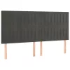 Sötétszürke bársony LED-es fejtámla 200x5x118/128 cm