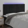 Fekete bársony LED-es fejtámla 200x5x118/128 cm