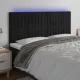 Fekete bársony LED-es fejtámla 200x5x118/128 cm