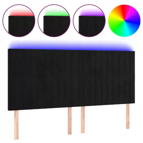 Fekete bársony LED-es fejtámla 200x5x118/128 cm