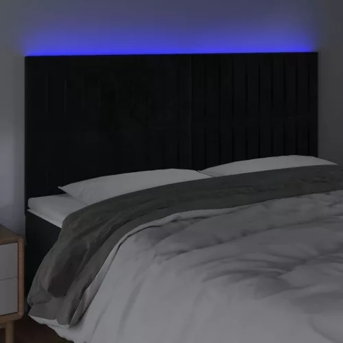 Fekete bársony LED-es fejtámla 200x5x118/128 cm