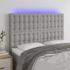 Világosszürke szövet LED-es fejtámla 144x5x118/128 cm