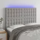 Világosszürke szövet LED-es fejtámla 144x5x118/128 cm