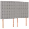 Világosszürke szövet LED-es fejtámla 144x5x118/128 cm