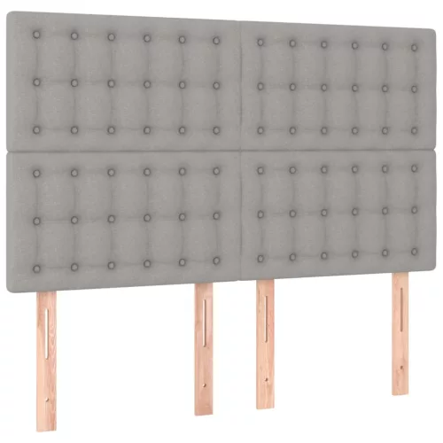 Világosszürke szövet LED-es fejtámla 144x5x118/128 cm