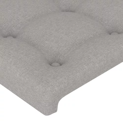 Világosszürke szövet LED-es fejtámla 144x5x118/128 cm