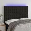 Fekete szövet LED-es fejtámla 144x5x118/128 cm