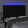 Fekete szövet LED-es fejtámla 144x5x118/128 cm