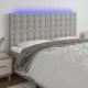Világosszürke szövet LED-es fejtámla 160x5x118/128 cm