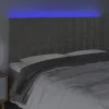 Világosszürke bársony LED-es fejtámla 160x5x118/128 cm