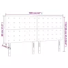 Világosszürke bársony LED-es fejtámla 160x5x118/128 cm