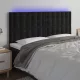 Fekete bársony LED-es fejtámla 160x5x118/128 cm