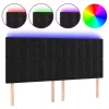 Fekete bársony LED-es fejtámla 160x5x118/128 cm