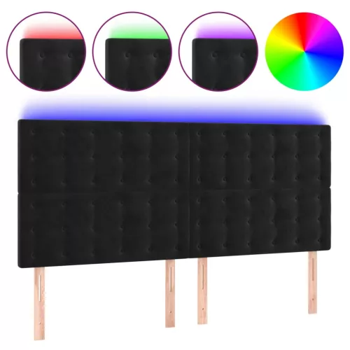 Fekete bársony LED-es fejtámla 160x5x118/128 cm