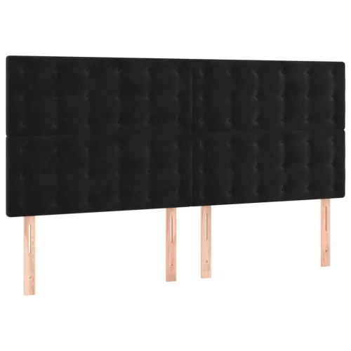 Fekete bársony LED-es fejtámla 160x5x118/128 cm