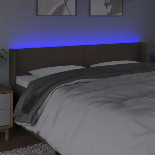 Tópszínű szövet LED-es fejtámla 183 x 16 x 78/88 cm