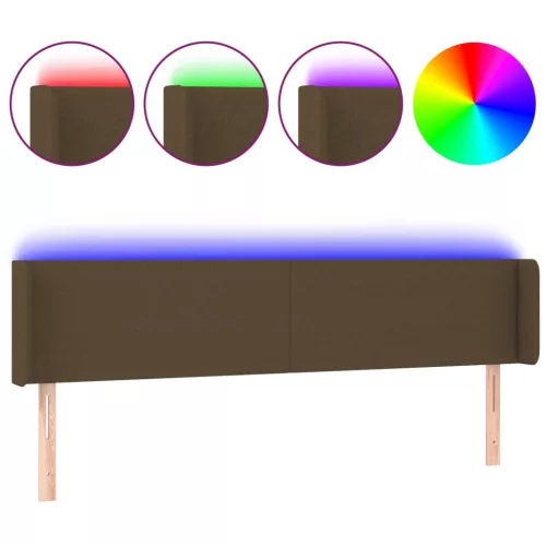 Sötétbarna szövet LED-es fejtámla 203 x 16 x 78/88 cm