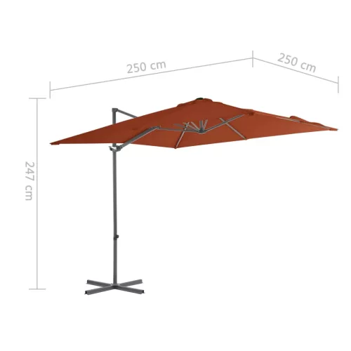 Terrakotta konzolos napernyő acélrúddal 250 x 250 cm