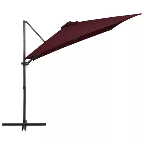 Bordó konzolos napernyő LED-világítással 250 x 250 cm