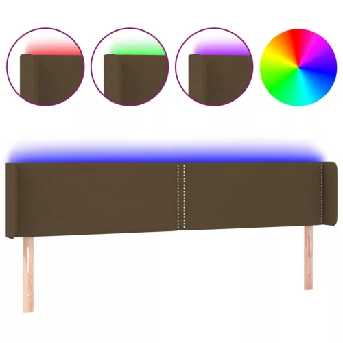 Sötétbarna szövet LED-es fejtámla 203 x 16 x 78/88 cm