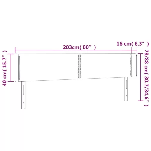 Sötétbarna szövet LED-es fejtámla 203 x 16 x 78/88 cm
