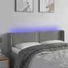 Világosszürke bársony LED-es fejtámla 147 x 16 x 78/88 cm