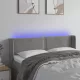 Világosszürke bársony LED-es fejtámla 147 x 16 x 78/88 cm