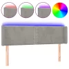 Világosszürke bársony LED-es fejtámla 147 x 16 x 78/88 cm