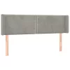 Világosszürke bársony LED-es fejtámla 147 x 16 x 78/88 cm
