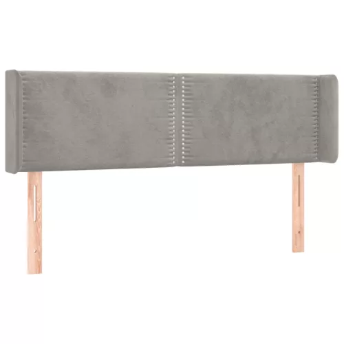 Világosszürke bársony LED-es fejtámla 147 x 16 x 78/88 cm