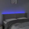 Világosszürke bársony LED-es fejtámla 147 x 16 x 78/88 cm