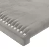 Világosszürke bársony LED-es fejtámla 147 x 16 x 78/88 cm