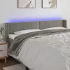 Világosszürke bársony LED-es fejtámla 163 x 16 x 78/88 cm