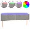 Világosszürke bársony LED-es fejtámla 163 x 16 x 78/88 cm
