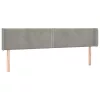 Világosszürke bársony LED-es fejtámla 163 x 16 x 78/88 cm