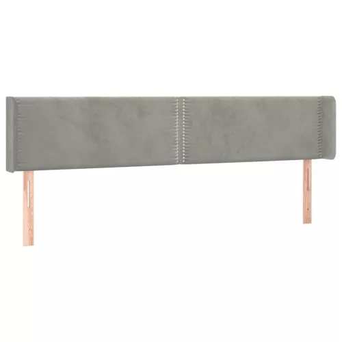Világosszürke bársony LED-es fejtámla 163 x 16 x 78/88 cm