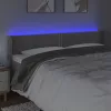 Világosszürke bársony LED-es fejtámla 163 x 16 x 78/88 cm