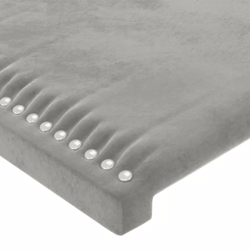 Világosszürke bársony LED-es fejtámla 163 x 16 x 78/88 cm