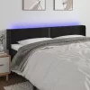 Fekete bársony LED-es fejtámla 163 x 16 x 78/88 cm