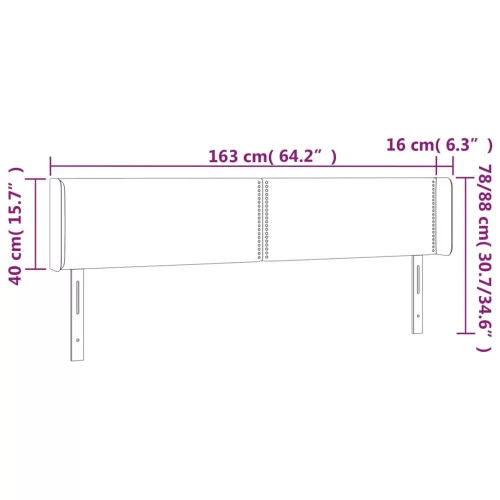 Fekete bársony LED-es fejtámla 163 x 16 x 78/88 cm