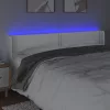 Fehér műbőr LED-es fejtámla 203x16x78/88 cm