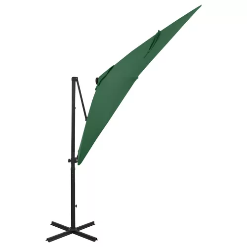 Zöld konzolos napernyő rúddal és LED-fényekkel 250 cm