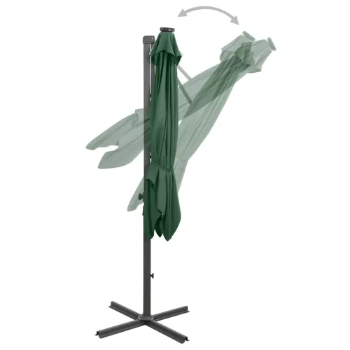 Zöld konzolos napernyő rúddal és LED-fényekkel 250 cm