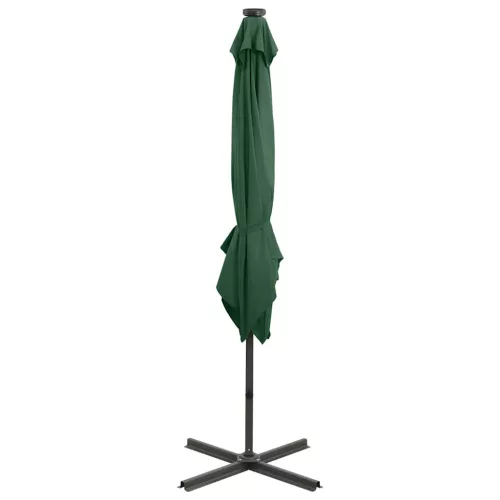 Zöld konzolos napernyő rúddal és LED-fényekkel 250 cm
