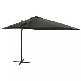   Antracitszürke konzolos napernyő rúddal és LED-fényekkel 250 cm