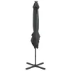 Antracitszürke konzolos napernyő rúddal és LED-fényekkel 250 cm